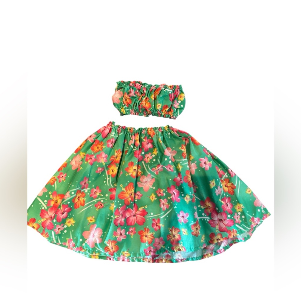 Floral Green Skirt and Top Set